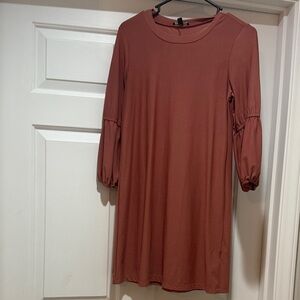 As U Wish Terracotta Long Sleeve Dress